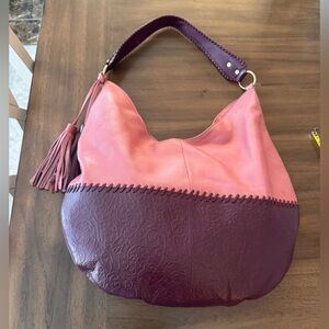 Sharif Two-Tone Pink Leather Hobo Bag